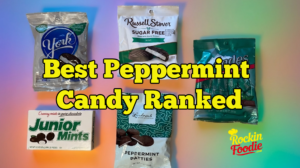 Chocolate peppermint candy taste test comparing York Junior Mints Andies and generic brands