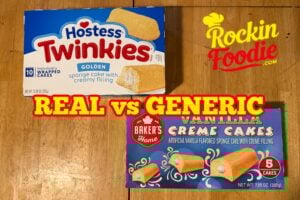 Hostess Twinkies vs generic cream cakes comparison showing side by side snack cakes