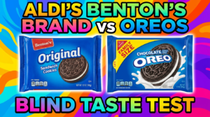 Aldi Benton's cookies and Oreo cookies during a blind taste test comparison