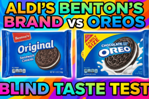 Aldi Benton's cookies and Oreo cookies during a blind taste test comparison
