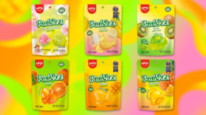 Peelerz gummy candy flavors arranged for a taste test ranking